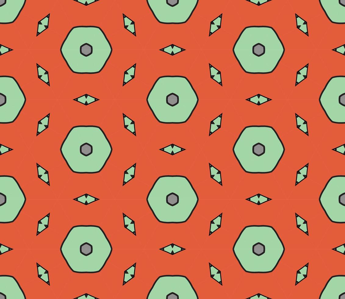 Abstract colorful doodle geometric flower seamless pattern. Floral background. Kaleidoscope mosaic, geo tile of thin line ornament. vector