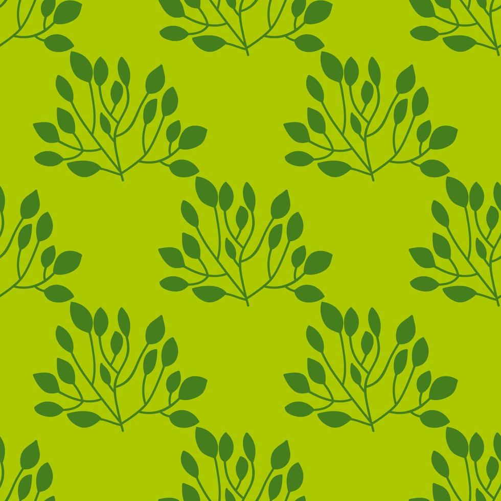 Cute colorful floral seamless pattern with branches and leaves. Doodle forest background. vector
