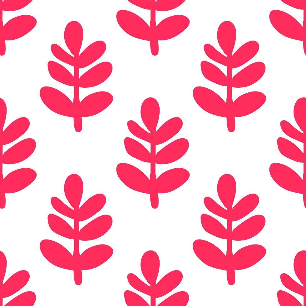 Cute cartoon flower seamless pattern. Background with plant, branch, leaves. Wrapping paper, textile. vector