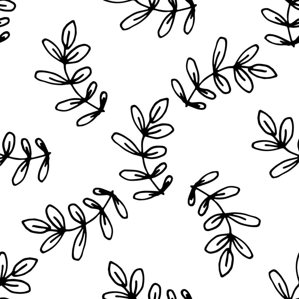 Cute cartoon flower seamless pattern. Background with plant, branch, leaves. Wrapping paper, textile. vector