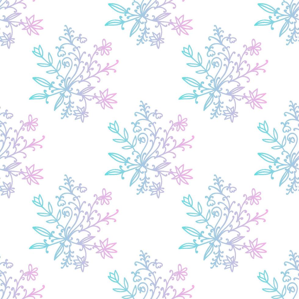 Floral damask seamless pattern with branches and flowers. vector