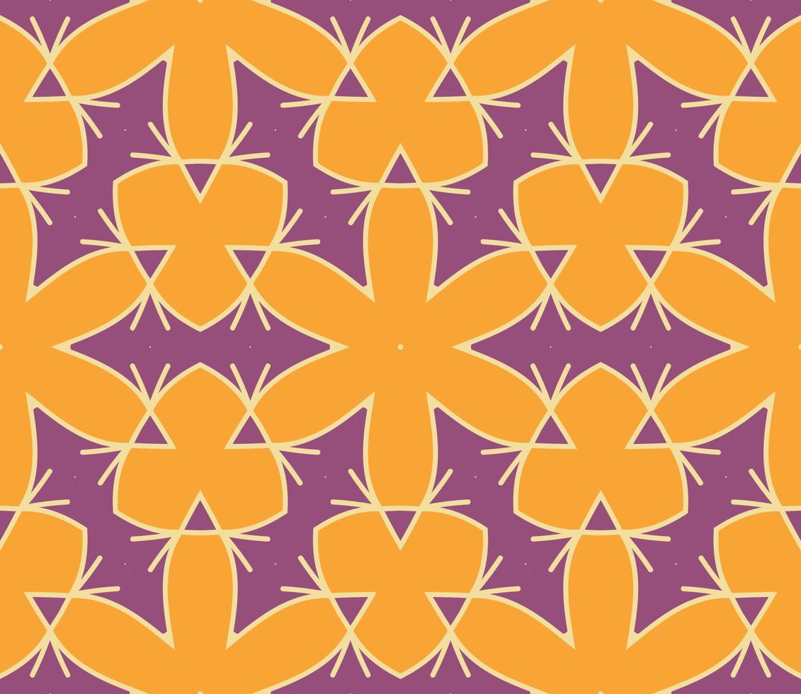 Abstract colorful doodle geometric flower seamless pattern. Floral background. Kaleidoscope mosaic, geo tile of thin line ornament. vector