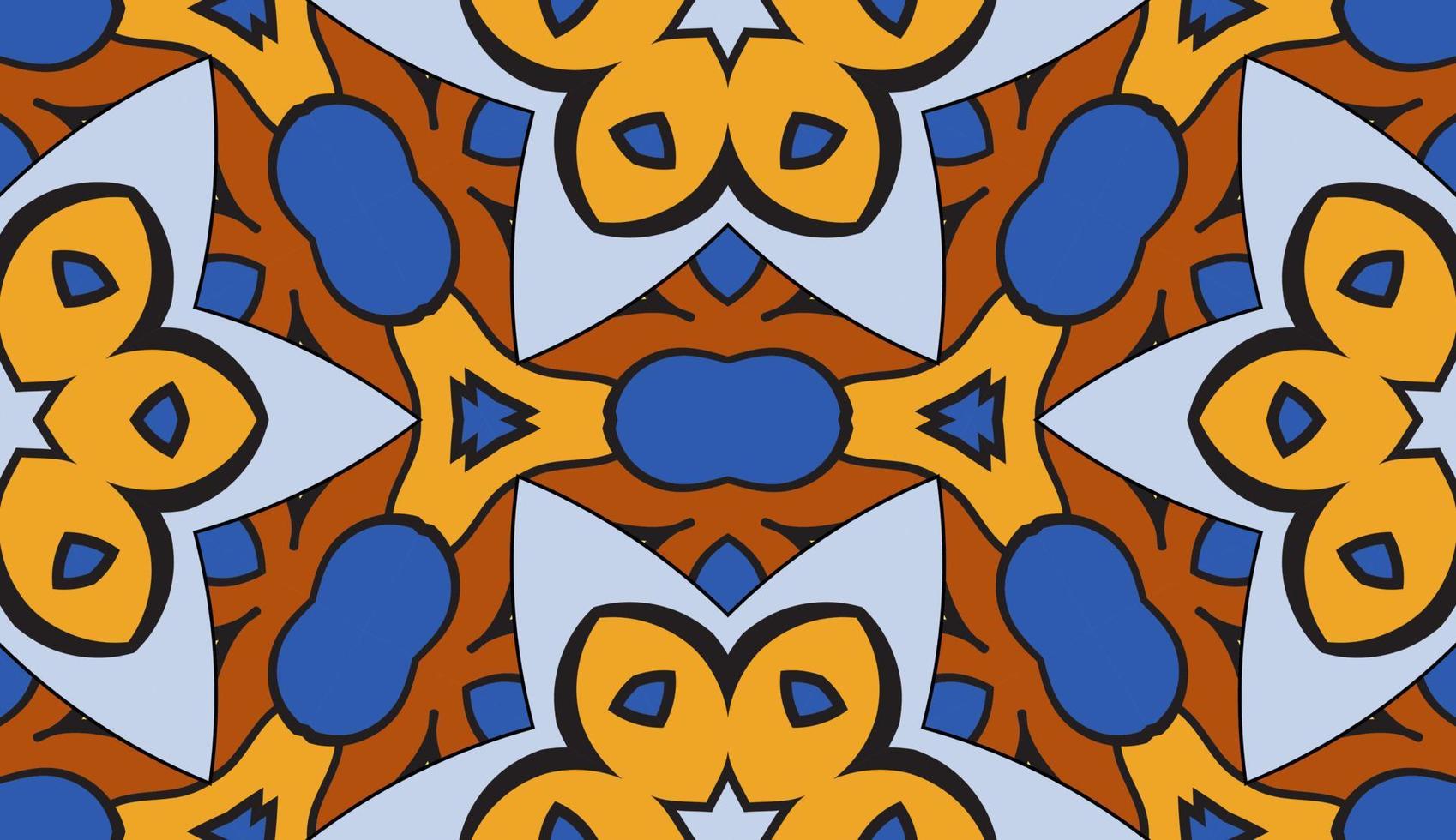 Abstract colorful doodle geometric flower seamless pattern. Floral background. Kaleidoscope mosaic, geo tile of thin line ornament. vector