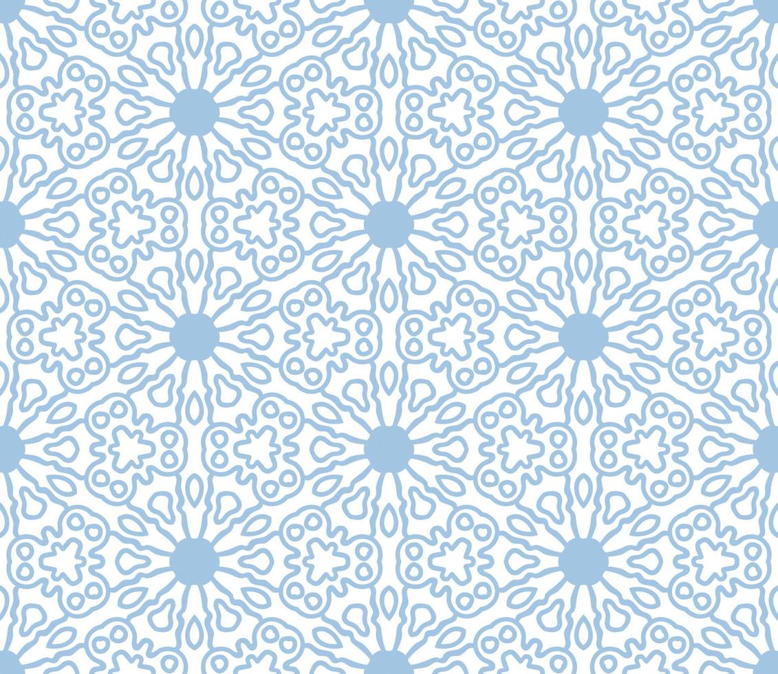 Abstract colorful doodle geometric flower seamless pattern. Floral background. Kaleidoscope mosaic, geo tile of thin line ornament. vector