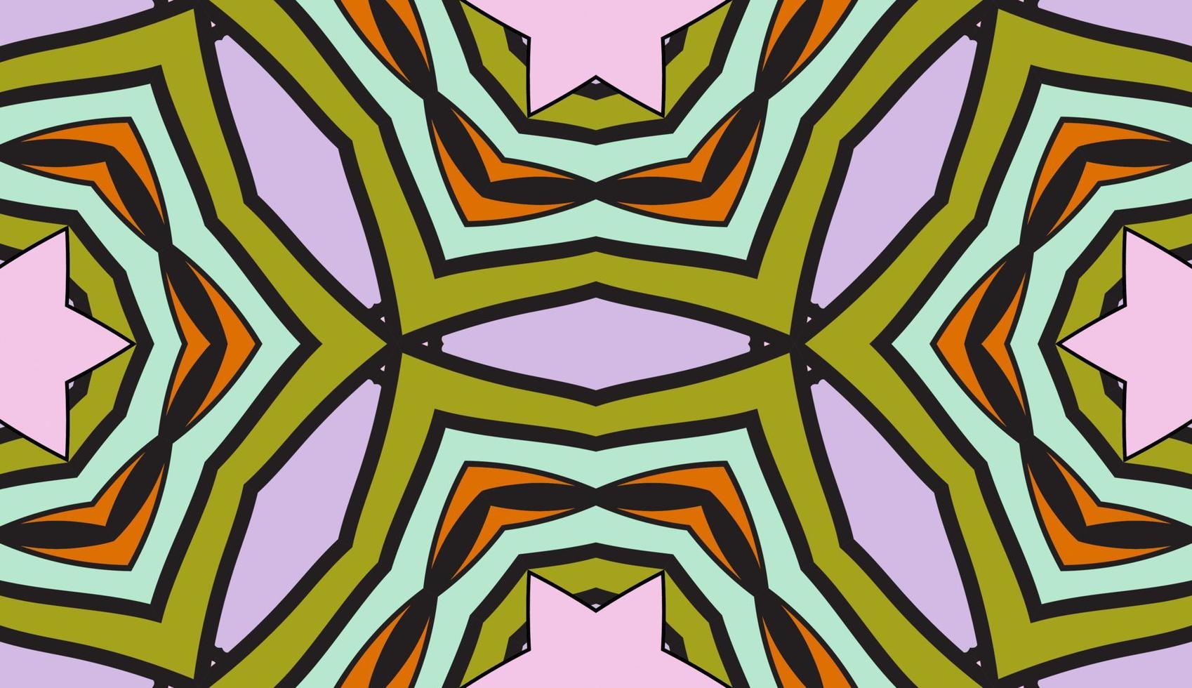 Abstract colorful doodle geometric flower seamless pattern. Floral background. Kaleidoscope mosaic, geo tile of thin line ornament. vector