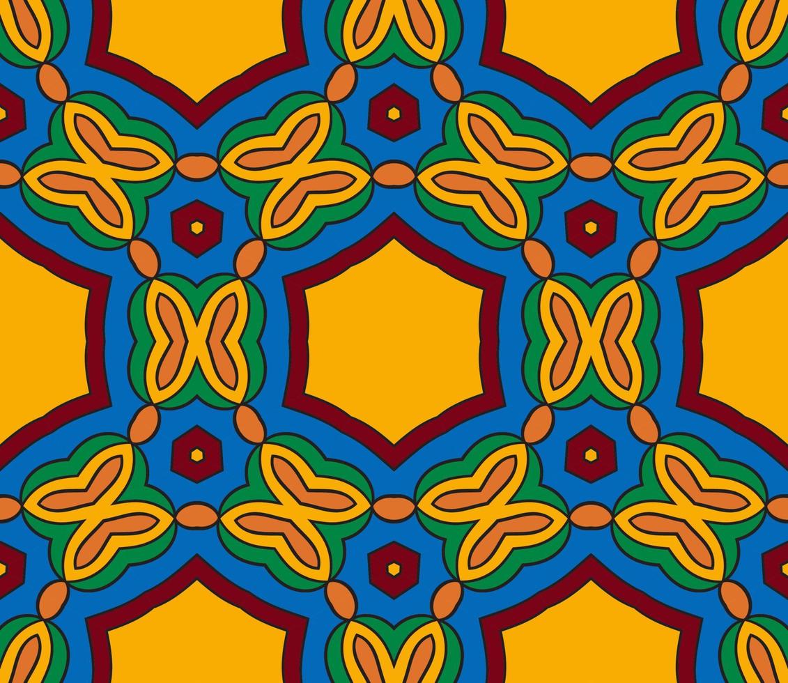 patrón sin costuras de flores geométricas de garabatos coloridos abstractos. fondo floral. mosaico de caleidoscopio, mosaico geo de adorno de línea delgada. vector