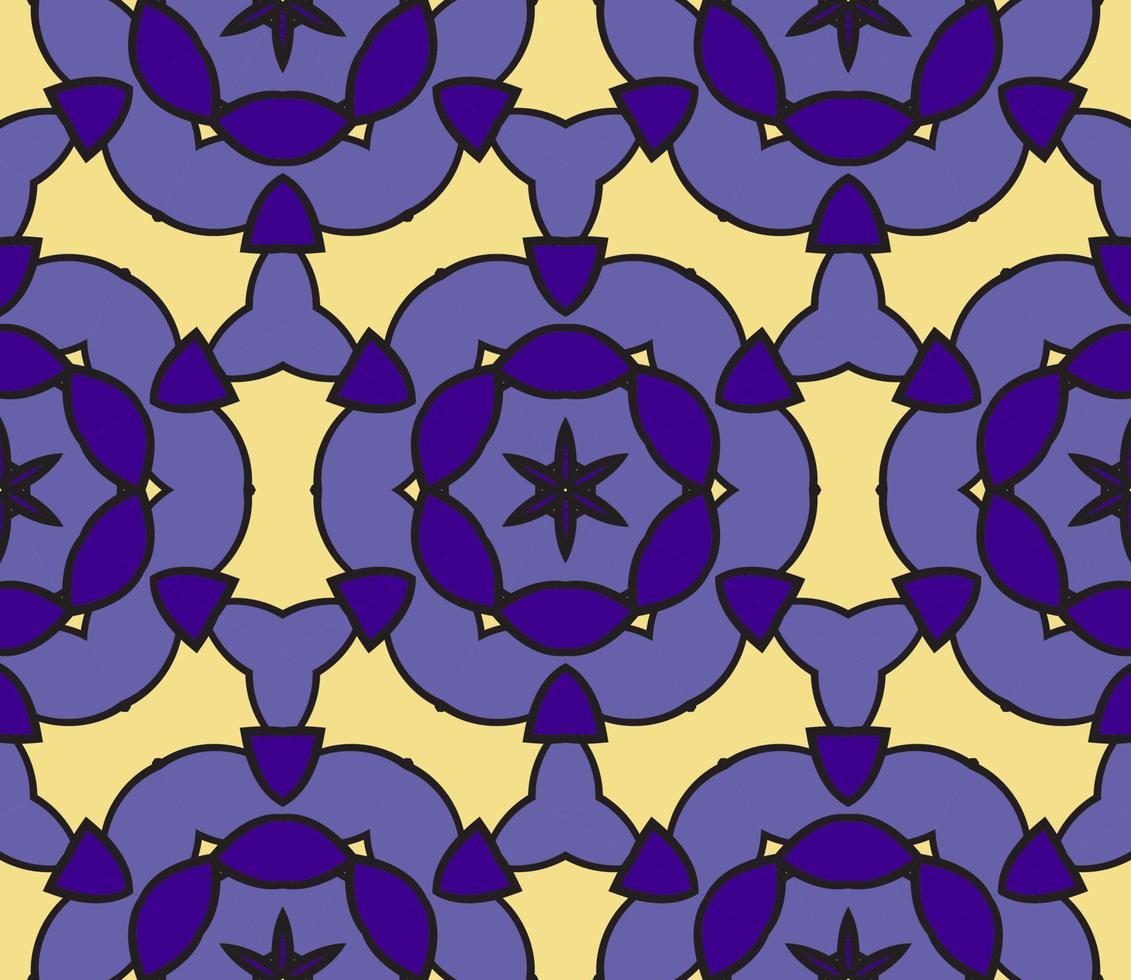 Abstract colorful doodle geometric flower seamless pattern. Floral background. Kaleidoscope mosaic, geo tile of thin line ornament. vector