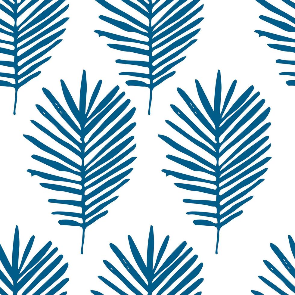 Tropical background with hand drawn palm leaves. Tropic seamless pattern. vector