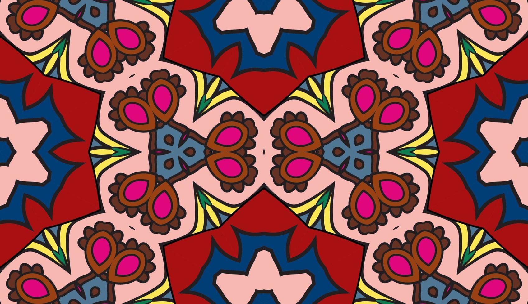 patrón sin costuras de flores geométricas de garabatos coloridos abstractos. fondo floral. mosaico, mosaico geo de adorno de línea delgada. vector