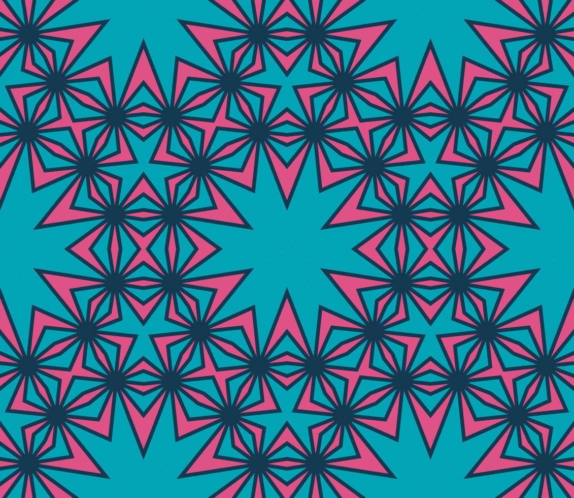 Abstract colorful doodle geometric flower seamless pattern. Floral background. Kaleidoscope mosaic, geo tile of thin line ornament. vector