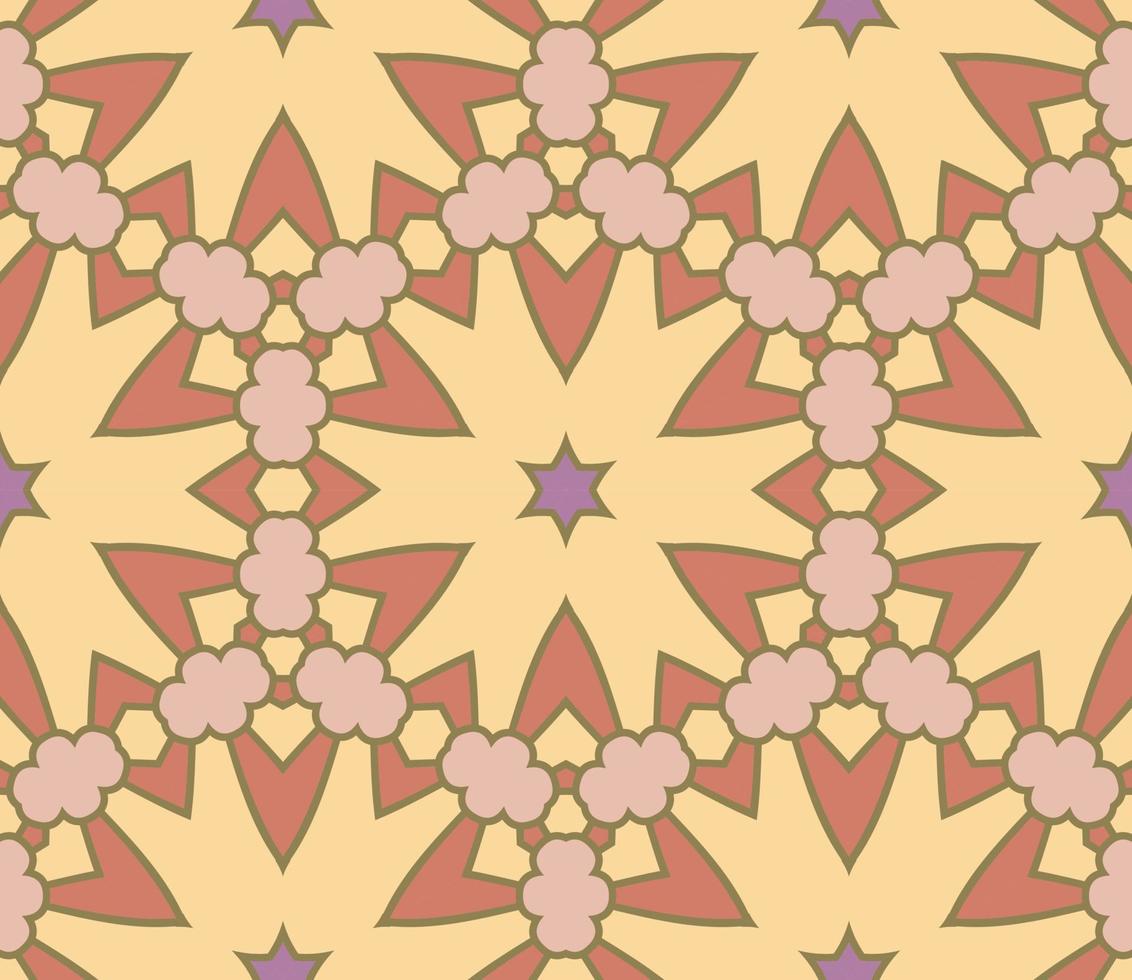 Abstract colorful doodle geometric flower seamless pattern. Floral background. Kaleidoscope mosaic, geo tile of thin line ornament. vector