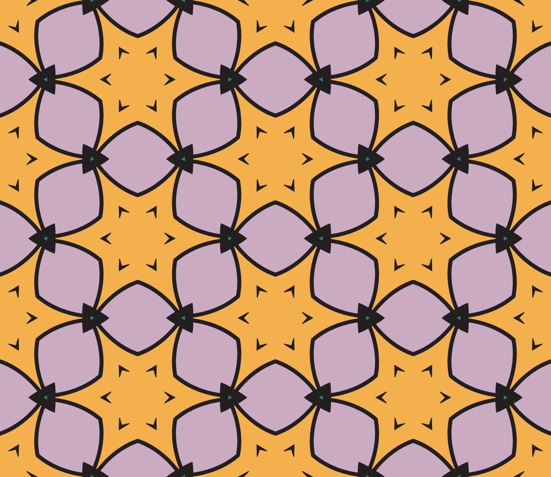 Abstract colorful doodle geometric flower seamless pattern. Floral background. Kaleidoscope mosaic, geo tile of thin line ornament. vector