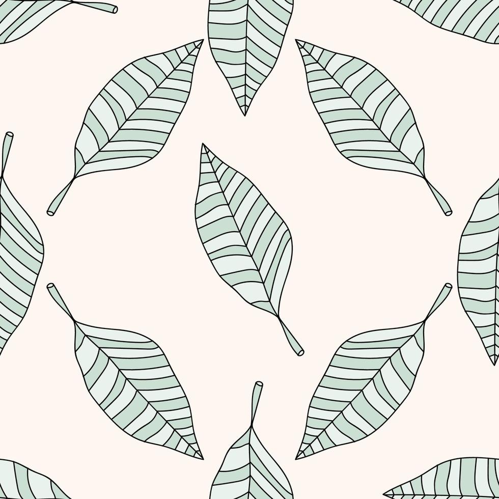 Tropical background with  hand drawn palm leaves on white. Tropic seamless pattern. vector