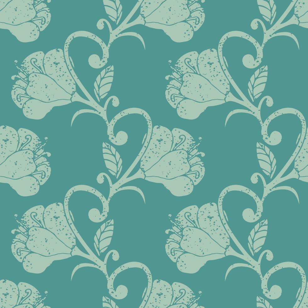 Colorful hand drawn floral seamless pattern. Abstract background with grunge flowers. vector