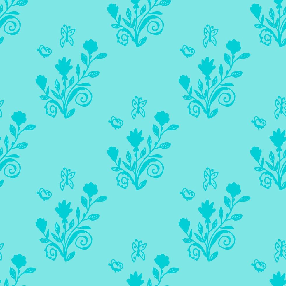 Rose bushes with butterflies. Floral seamless pattern with flowers.  Background for wrapping paper, textile, card, web. vector