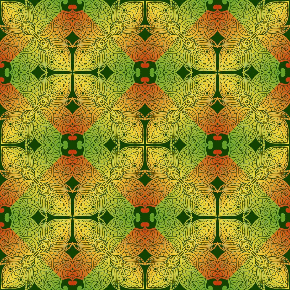 Abstract floral damask seamless pattern. Fantasy tile background. Flower, leaf mosaic. Wrapping paper. vector