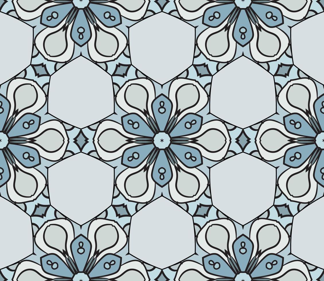 patrón sin costuras de flores geométricas de garabatos coloridos abstractos. fondo floral. mosaico de caleidoscopio, mosaico geo de adorno de línea delgada. vector