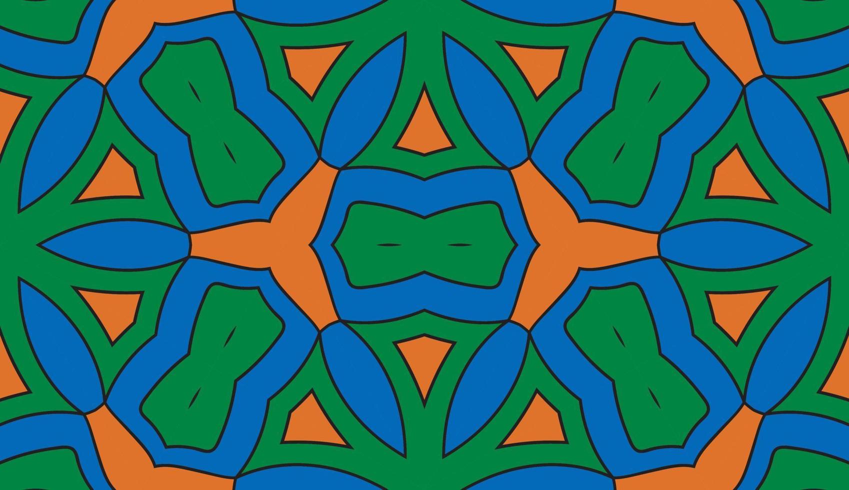 Abstract colorful doodle geometric flower seamless pattern. Floral background. Kaleidoscope mosaic, geo tile of thin line ornament. vector