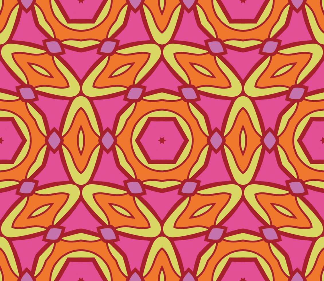 patrón sin costuras de flores geométricas de garabatos coloridos abstractos. fondo floral. mosaico de caleidoscopio, mosaico geo de adorno de línea delgada. vector