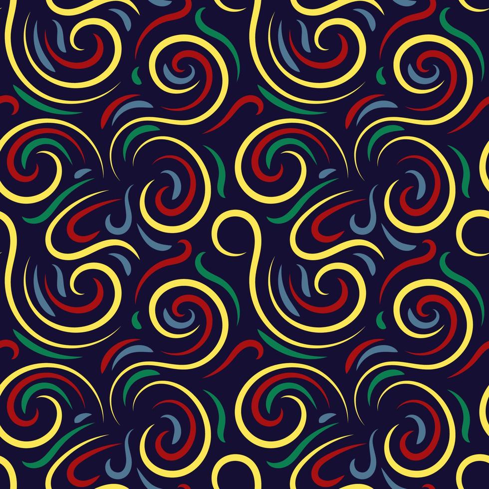Abstract hand drawn doodle thin line wavy seamless pattern. Curly linear messy background. vector