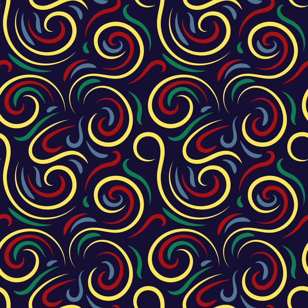 Abstract hand drawn doodle thin line wavy seamless pattern. Curly linear messy background. vector