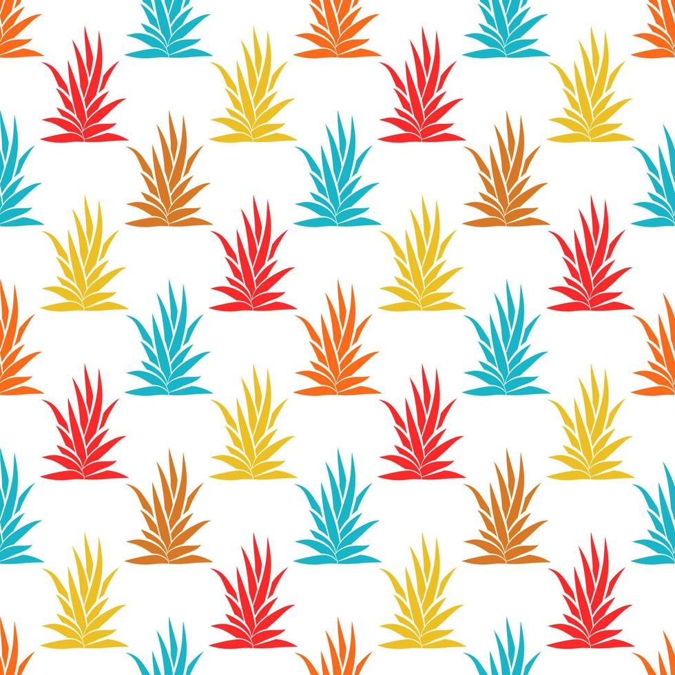Seamless pattern with tropical, succulent plants, bushes. Floral ornament on a white background. vector