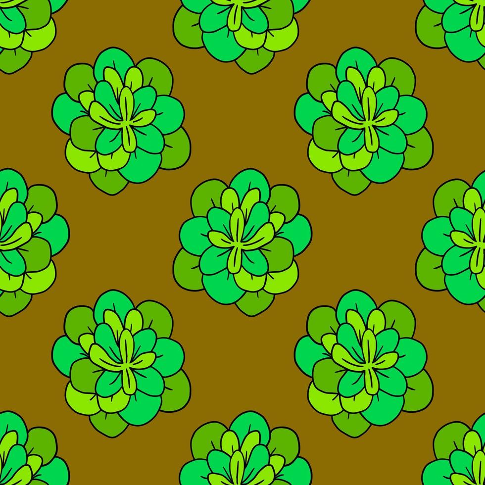 lindo patrón sin costuras de plantas suculentas dibujadas a mano. fondo de arbustos de fideos infinitos. vector