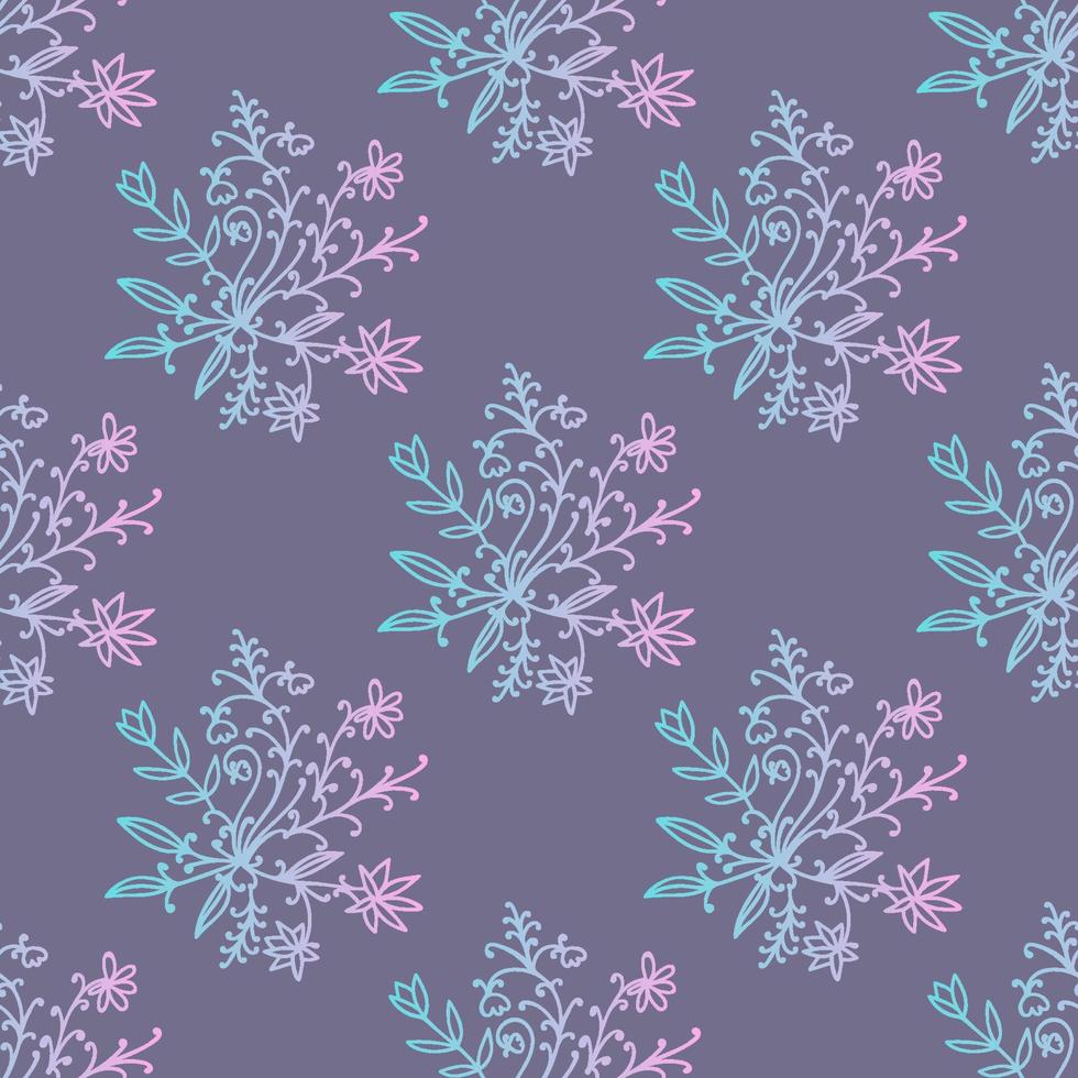 Floral damask seamless pattern with branches and flowers. vector