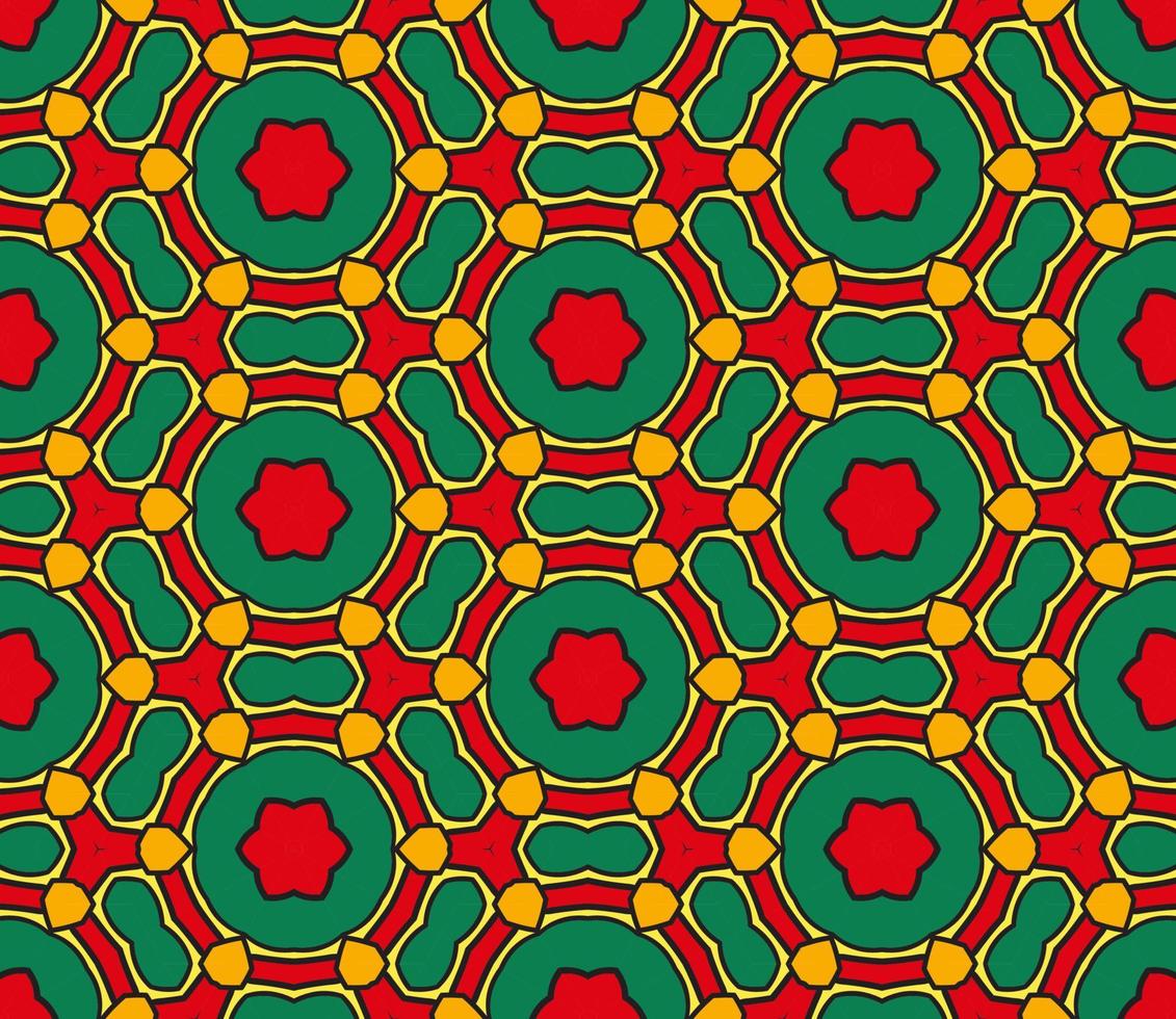 Abstract colorful doodle geometric flower seamless pattern. Floral background. Kaleidoscope mosaic, geo tile of thin line ornament. vector