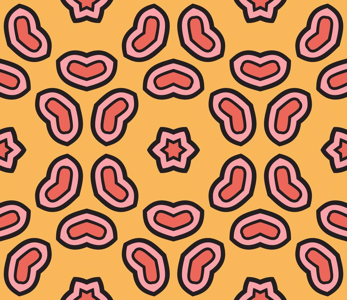 Abstract colorful doodle geometric flower seamless pattern. Floral background. Kaleidoscope mosaic, geo tile of thin line ornament. vector