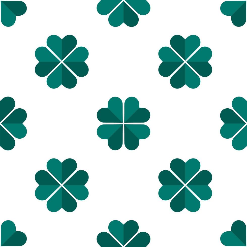 Cartoon clover in flat style seamless pattern. St. Patrick's day background. Irish culture infinity card. vector
