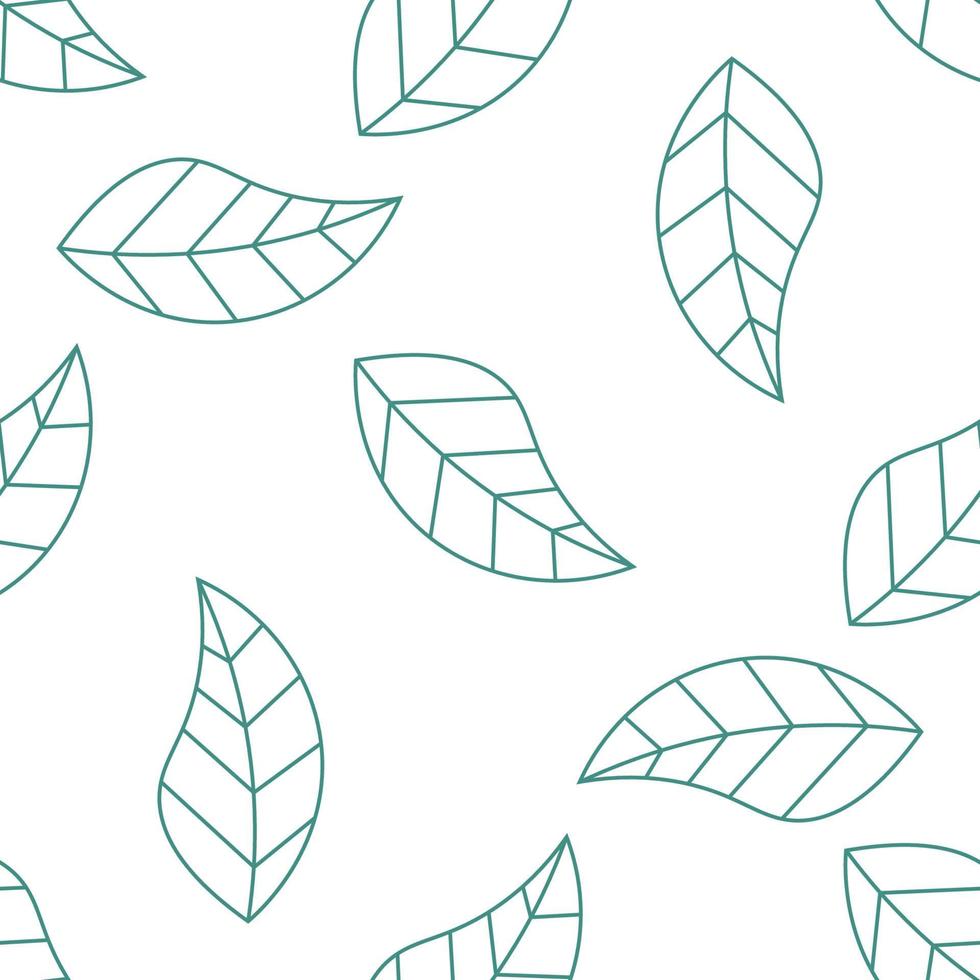 Seamless pattern with thin line leaves. Natural ornament background. vector