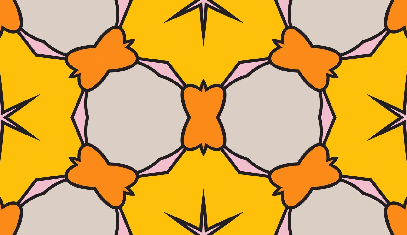 Abstract colorful doodle geometric flower seamless pattern. Floral background. Kaleidoscope mosaic, geo tile of thin line ornament. vector