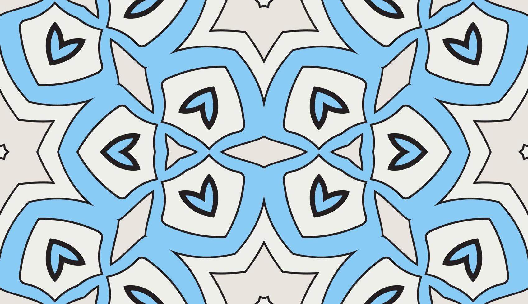 Abstract colorful doodle geometric flower seamless pattern. Floral background. Kaleidoscope mosaic, geo tile of thin line ornament. vector