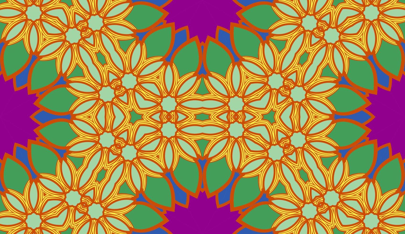 Abstract colorful doodle geometric flower seamless pattern. Floral background. Kaleidoscope mosaic, geo tile of thin line ornament. vector