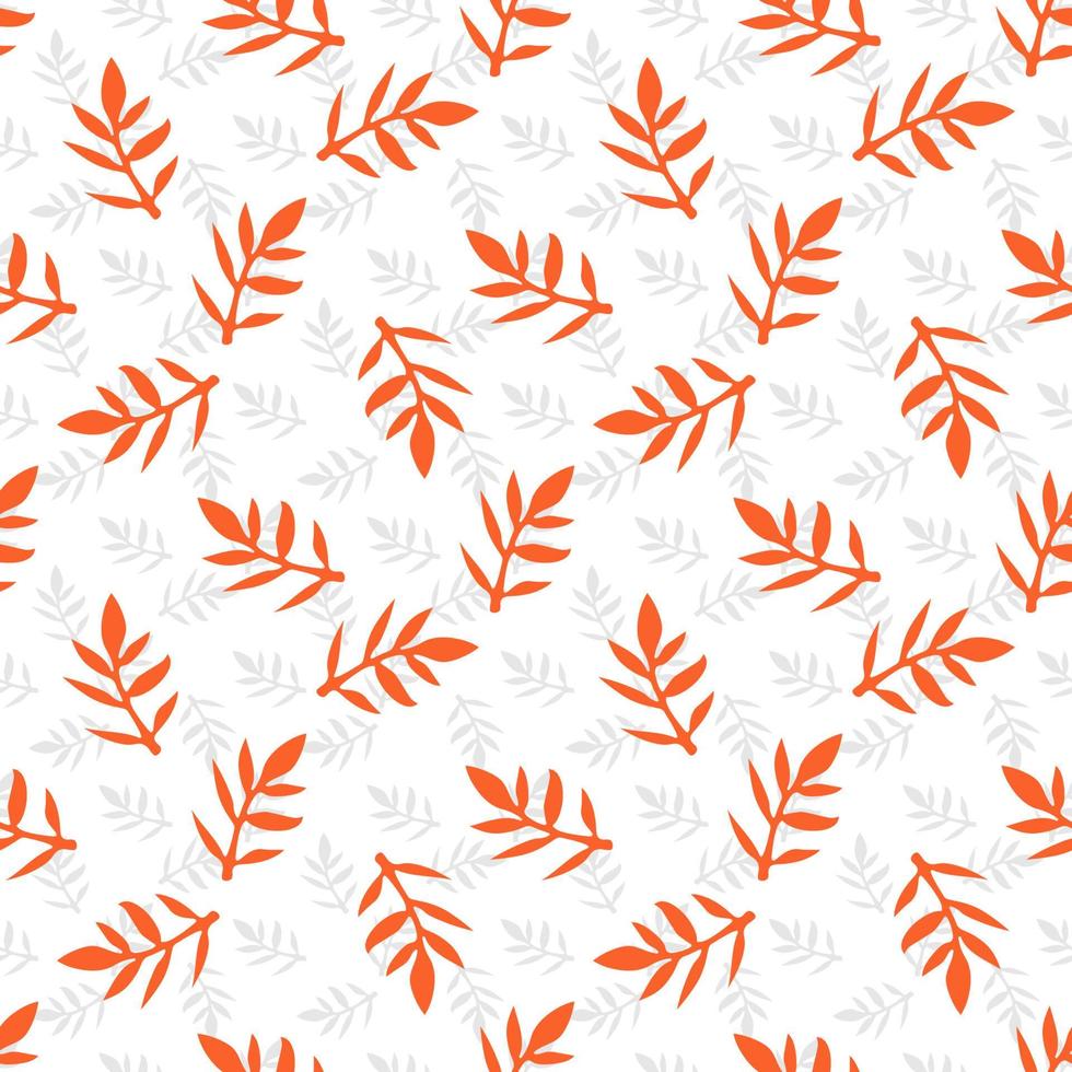 Cute cartoon flower seamless pattern. Background with plant, branch, leaves. Wrapping paper, textile. vector