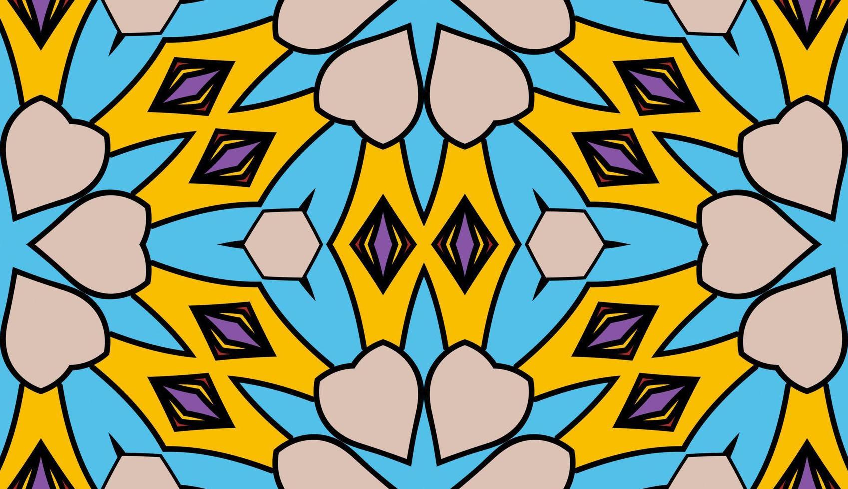 patrón sin costuras de flores geométricas de garabatos coloridos abstractos. fondo floral. mosaico de caleidoscopio, mosaico geo de adorno de línea delgada. vector