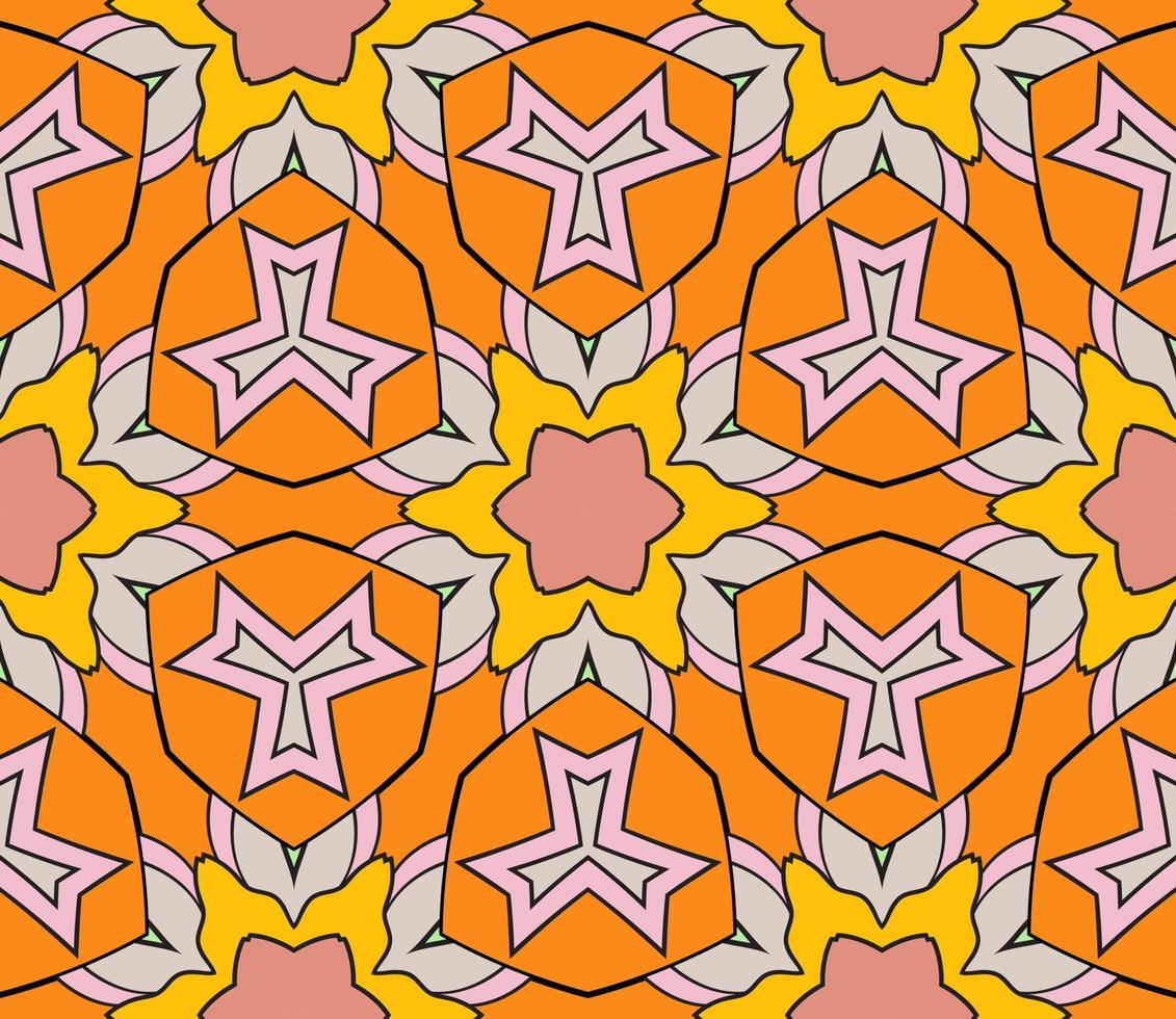 patrón sin costuras de flores geométricas de garabatos coloridos abstractos. fondo floral. mosaico de caleidoscopio, mosaico geo de adorno de línea delgada. vector