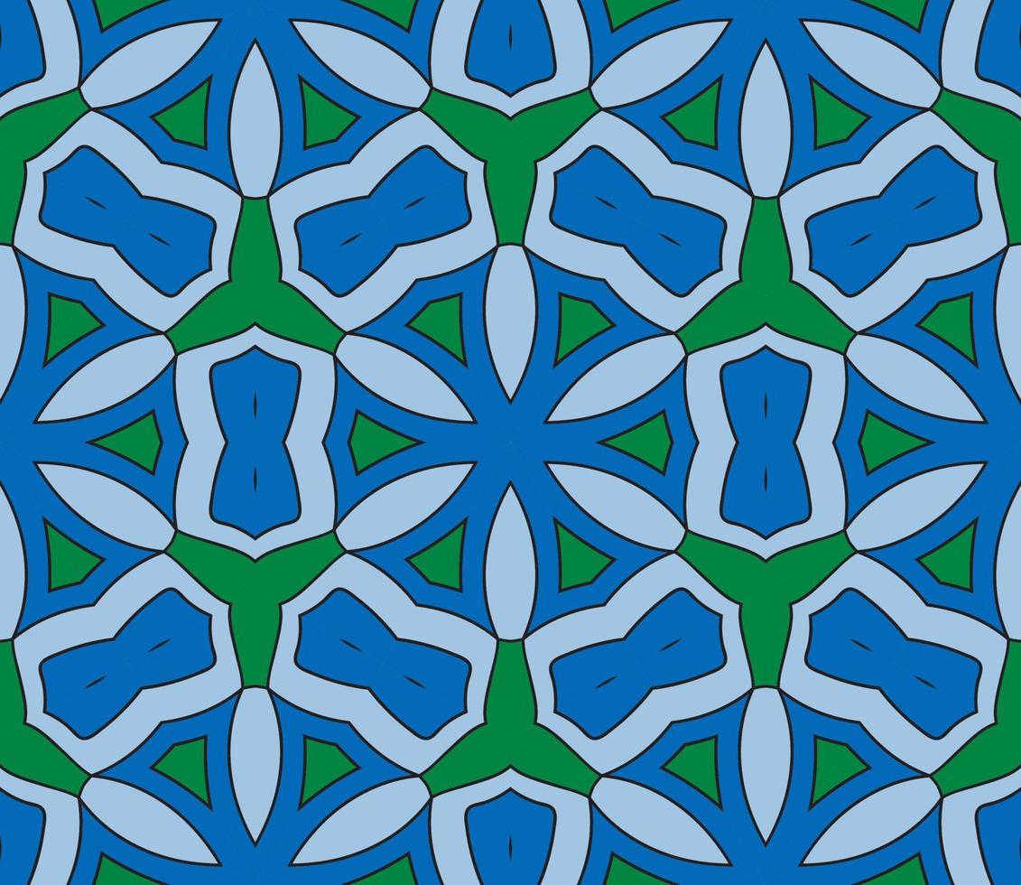 patrón sin costuras de flores geométricas de garabatos coloridos abstractos. fondo floral. mosaico de caleidoscopio, mosaico geo de adorno de línea delgada. vector