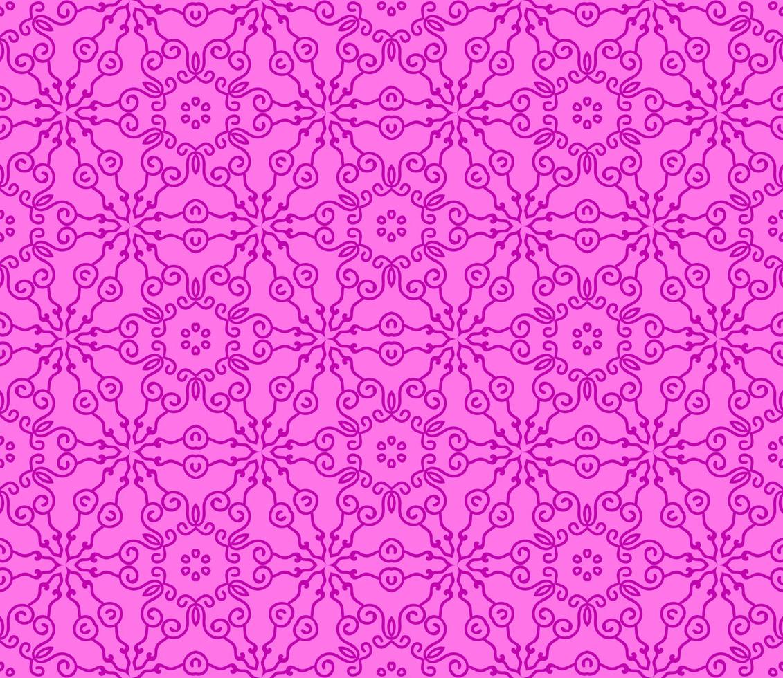 Abstract colorful doodle geometric flower seamless pattern. Floral background. Kaleidoscope mosaic, geo tile of thin line ornament. vector