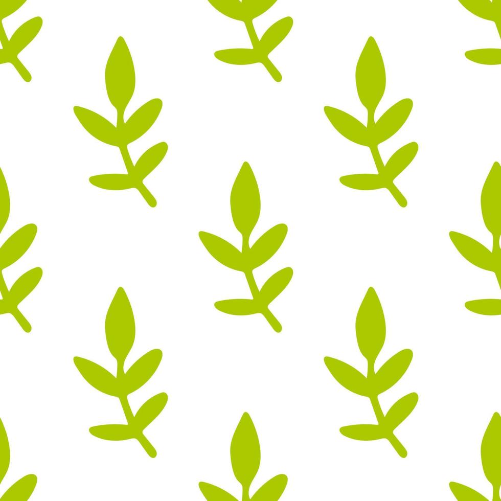 Cute cartoon flower seamless pattern. Background with plant, branch, leaves. Wrapping paper, textile. vector