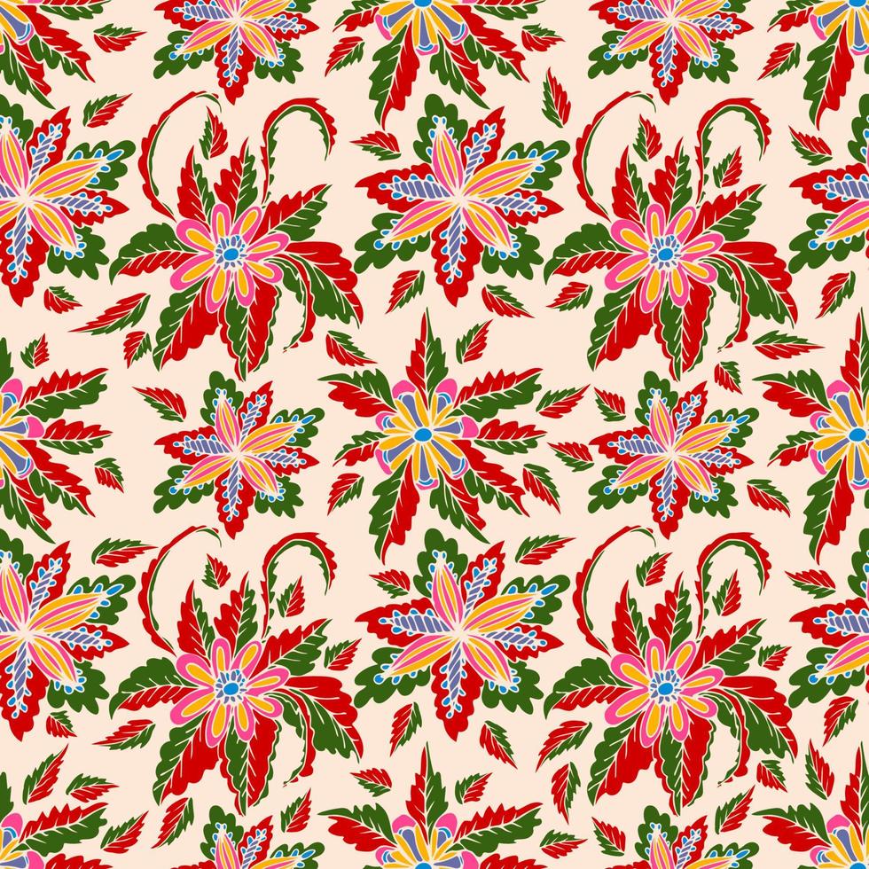 Colorful seamless pattern with cute flowers, floral background. vector