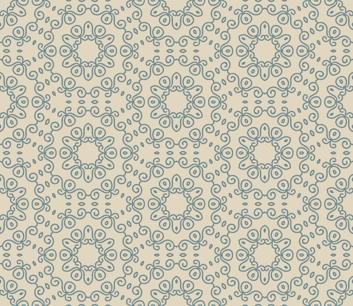Abstract colorful doodle geometric flower seamless pattern. Floral background. Kaleidoscope mosaic, geo tile of thin line ornament. vector