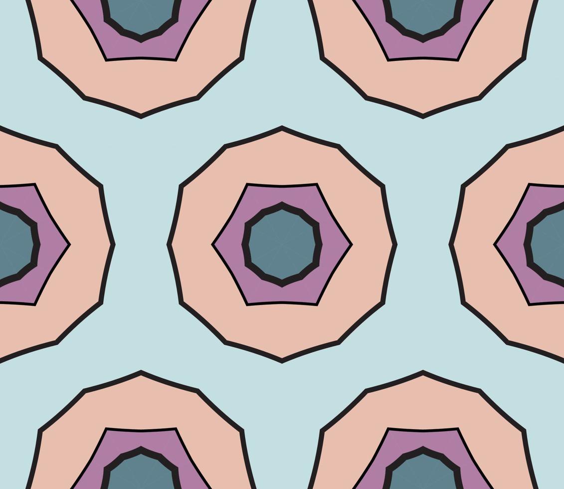 Abstract colorful doodle geometric flower seamless pattern. Floral background. Kaleidoscope mosaic, geo tile of thin line ornament. vector