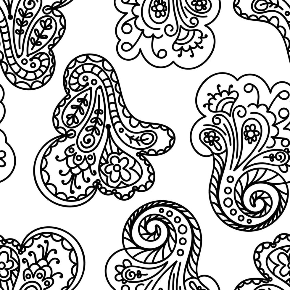 Doodle abstract colorful seamless pattern. Hand drawn Paisley background. vector