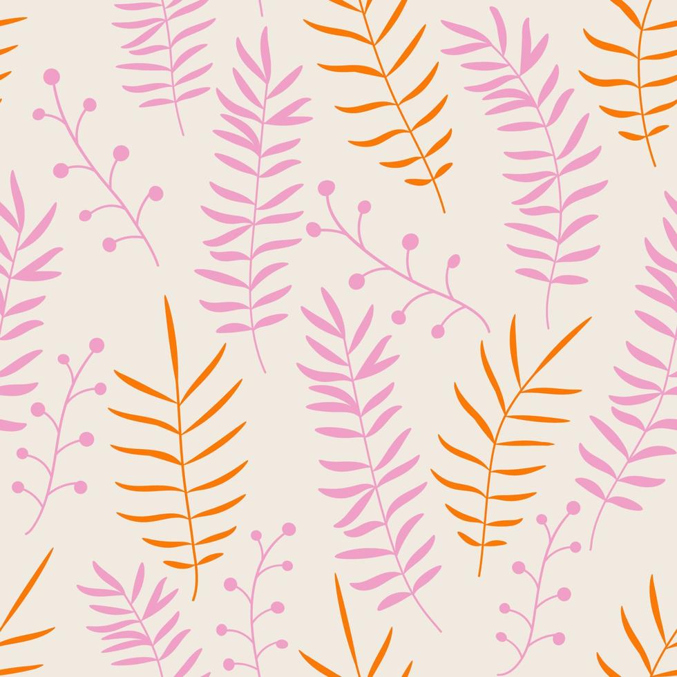 Tropical background with hand drawn palm leaves. Tropic seamless pattern. vector