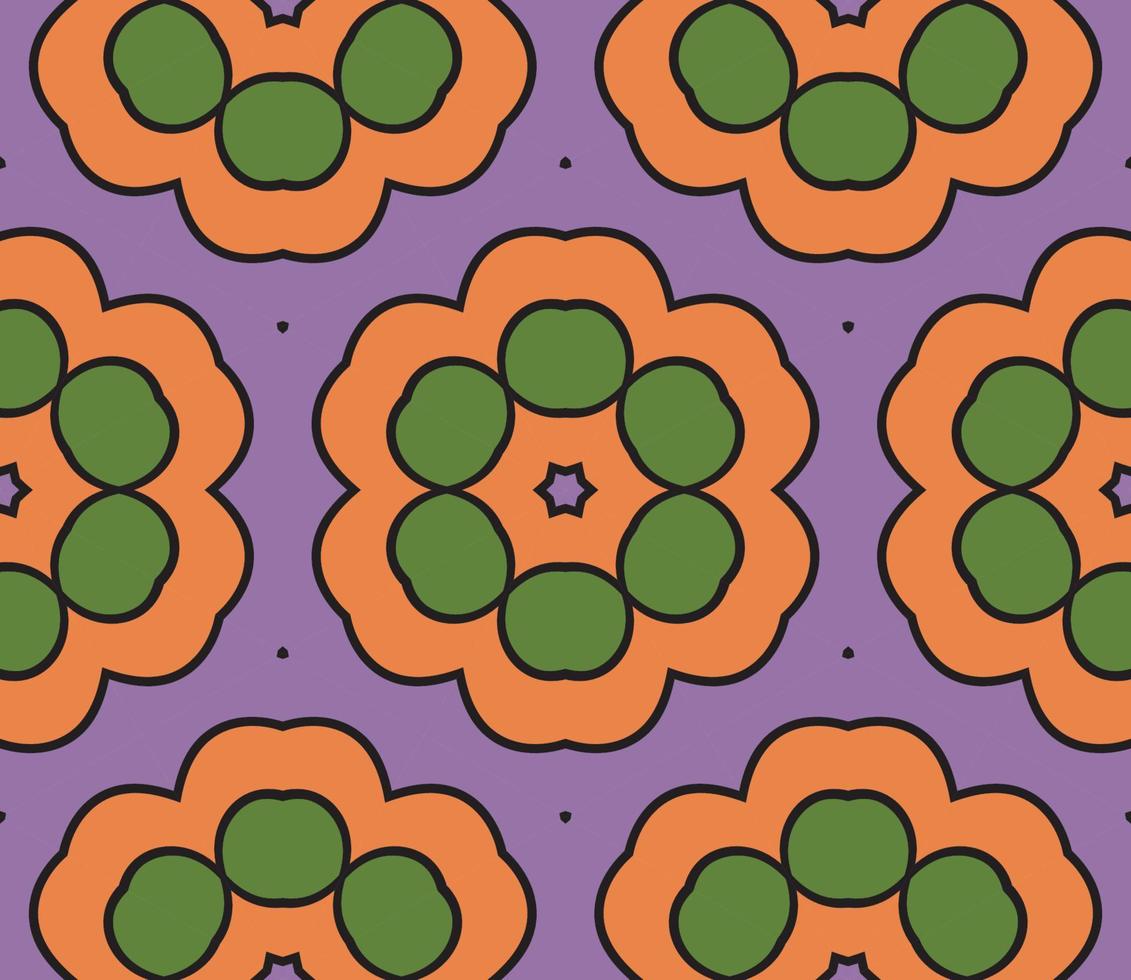 Abstract colorful doodle geometric flower seamless pattern. Floral background. Kaleidoscope mosaic, geo tile of thin line ornament. vector