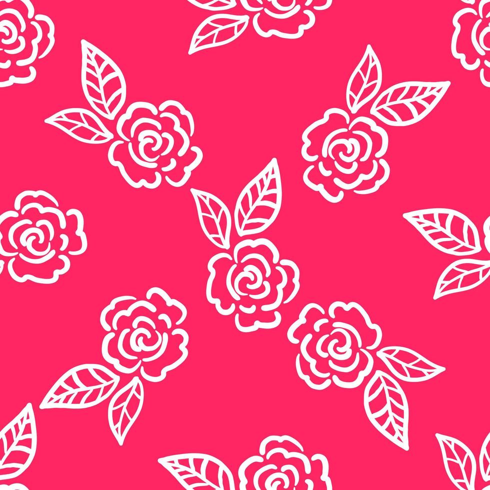 lindo dibujo animado garabato rosa de patrones sin fisuras. fondo de elementos florales. vector