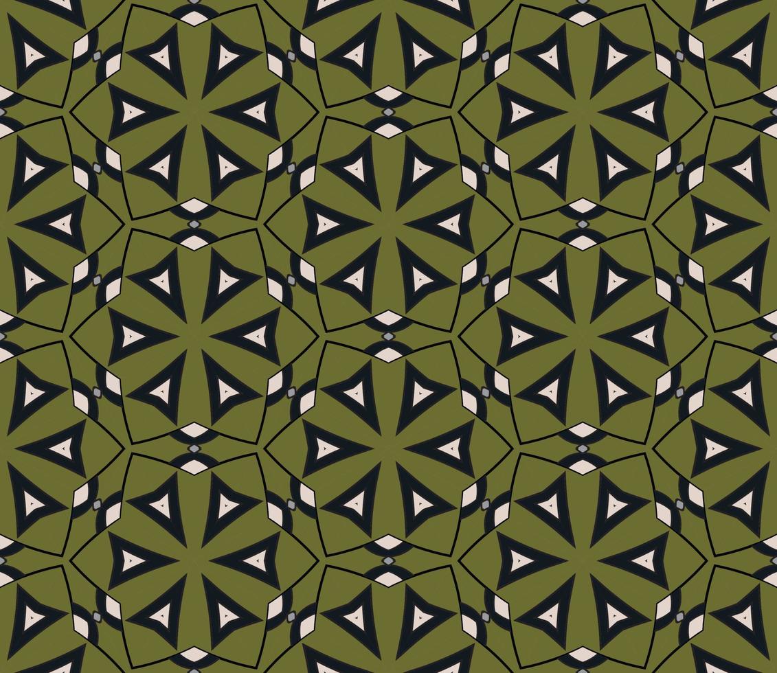 Abstract colorful doodle geometric flower seamless pattern. Floral background. Kaleidoscope mosaic, geo tile of thin line ornament. vector