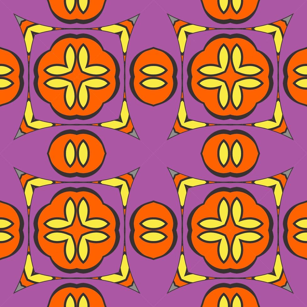 Abstract colorful doodle geometric flower seamless pattern. Floral background. Kaleidoscope mosaic, geo tile of thin line ornament. vector